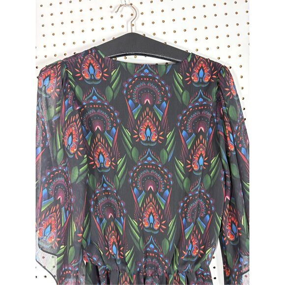 Alice + Olivia 'Lyla' Ombre Deco Print Chiffon Blouson Dress S - Picture 7 of 9